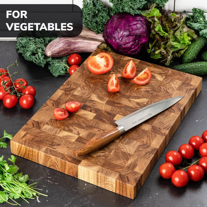 16x12 Inches Oak End Grain Cutting Board - Meat Cutting Chopping Board - Thick Large Cutting Board for Kitchen - Heavy Duty Cutting Board - Black Wood