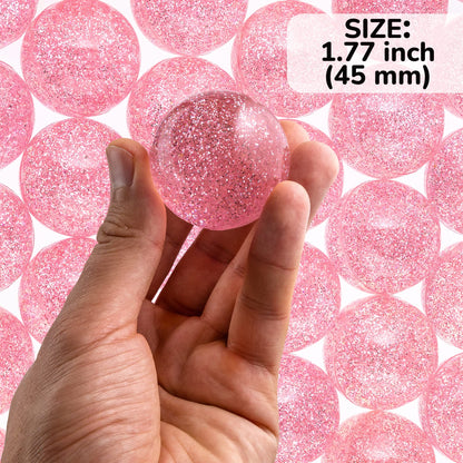 Bouncy Balls - Rubber Balls for Kids - Single Color Glitter Bounce Balls - 25 Pcs Large Bouncy Ball 45 mm - Super Ball Vending Machine Toys