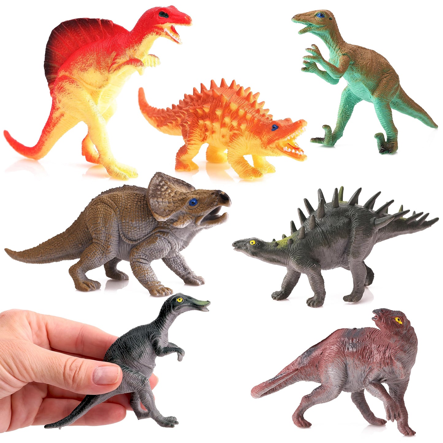 Dinosaur Toys for Kids - 5.5” Fun and Colorful Fidget Toys, Dinosaur Party Supplies, Dinosaurs Party Favors & Birthday Decorations Classroom Prizes