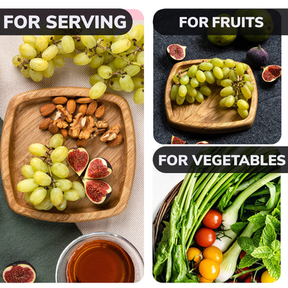 Square Appetizer Plates - 6 Inch Square Plates - Oak Eco Friendly Plates - Saucer Trays for Plants - Square Plate