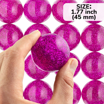 Entervending Bouncy Balls - Party Favors and Gifts - Rubber Balls for Kids - Purple Glitter Bouncy Balls - 25 Pcs Large Bouncy Balls 45mm - Vending Machine Toys - Goodie Bag Fillers