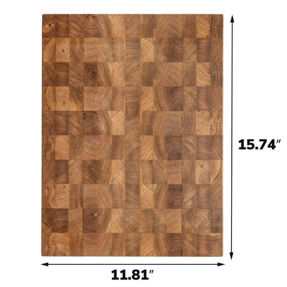 16x12 Inches Oak End Grain Cutting Board - Meat Cutting Chopping Board - Thick Large Cutting Board for Kitchen - Heavy Duty Cutting Board - Black Wood