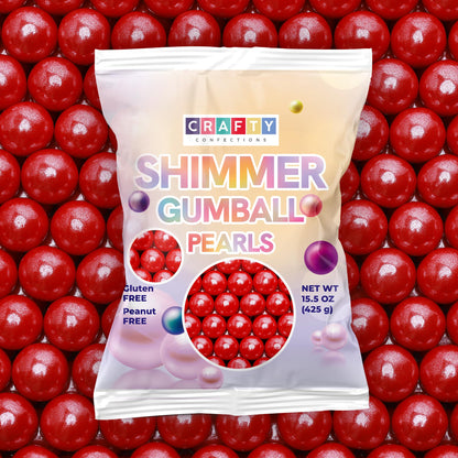 Shimmer Gumballs for Gumball Machine Pearl Assorted Candy - Fruit Flavored Gum 190 pcs 15 oz Chewing Gum - Nostalgic Bubble Gum for Kids, Party Favors Easter Basket Sweet Treats, 16mm (0.62 inch) (Cherry)