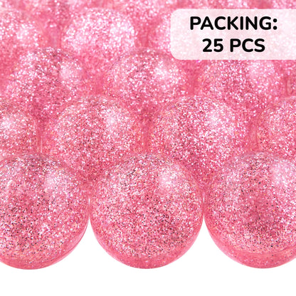 Bouncy Balls - Rubber Balls for Kids - Single Color Glitter Bounce Balls - 25 Pcs Large Bouncy Ball 45 mm - Super Ball Vending Machine Toys