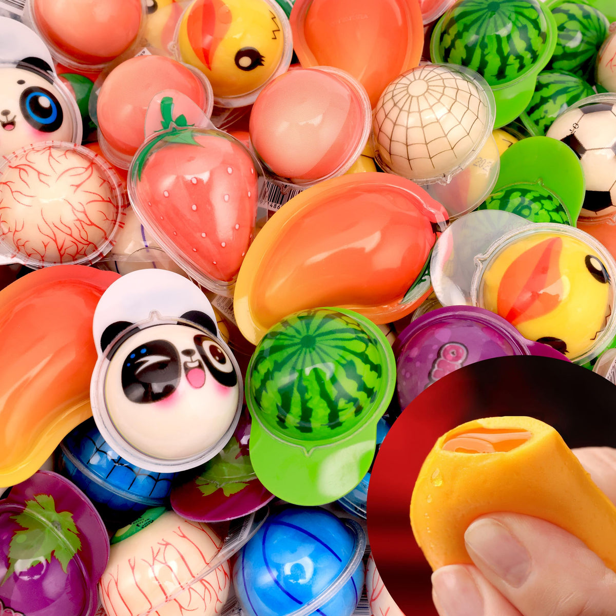 Gummy Candy - Jelly Filled Gummies - Fun Gummy Candies Filled with Fruit Jam - Assorted Flavors - 7 pcs Individually Wrapped Chewy Candy for Kids