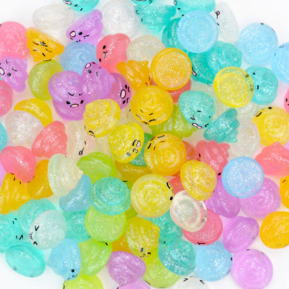 50 Pcs of 1.1 Inch Acorn Capsules and Unicorn Toy Poop for Kids - Plastic Capsules for Toys Bulk ? Mini Unicorn Poop Toys - Poop Emoji