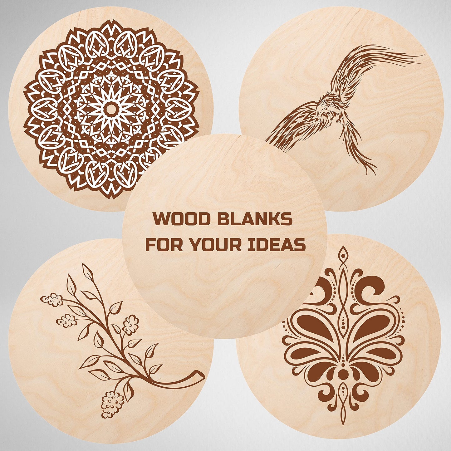 14'' Wood Circles - 5 Pcs Birch Rounds - Plywood Circle Cutouts - Wooden Circles for Crafts - Wood Boards for Painting - Craft Blanks for Wood Burning