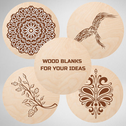 14'' Wood Circles - 5 Pcs Birch Rounds - Plywood Circle Cutouts - Wooden Circles for Crafts - Wood Boards for Painting - Craft Blanks for Wood Burning