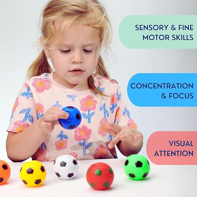 Entervending Fidget Spinners - 2 Inch Stress Balls - 100 Pcs Soccer Party Favors for Kids - Mini Fidget Spinners - Classroom Prizes