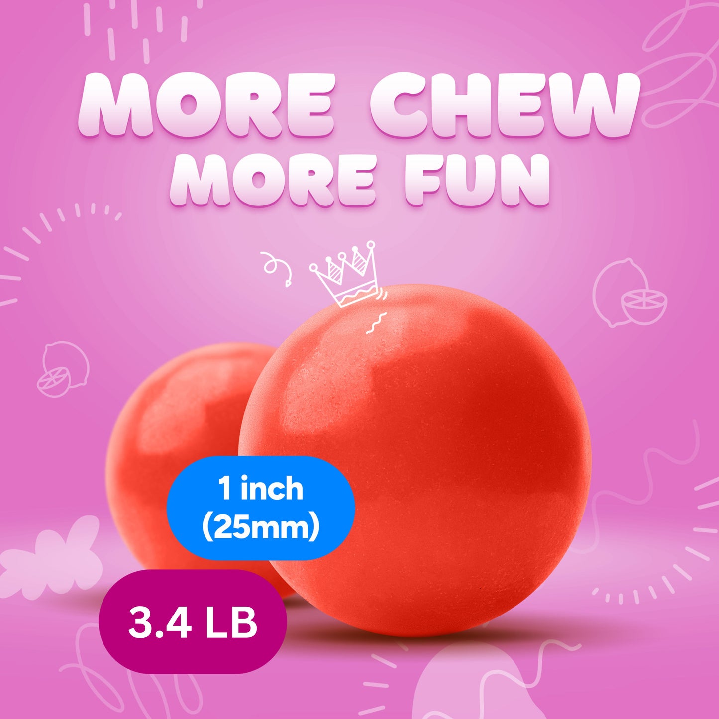 Gumballs for Gumball Machine - 1" Inch Pink Lemonade Flavored Bubble Gum - 3.4 LB Bag
