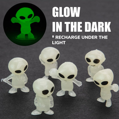 Alien Toys in Capsules - 250 Pcs of 1.1 Inch Plastic Capsules & 1 Inch Glow in the Dark Alien Figurines for Kids - Party Favors - Classroom Prizes - Toys Bulk for Vending Machine Refill