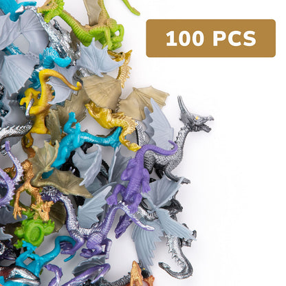 Dragon Toys - 24 Pcs Dragon Playset in The Box - Dragon Figurine for Party Favors - Classroom Prizes Pinata Stuffers - Dragon Toy Goodie Bag Supplies - Bulk Gifts for Kids - Easter Gifts for Kids
