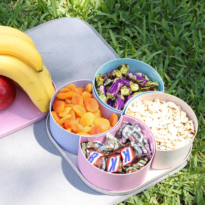 Wheat Straw Serving Tray with Lid – Divided Serving Tray, Food Tray - Snack Box, Compartment Bowls- Party Serving Platter