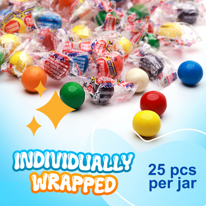 25 Pcs of Individually Wrapped Gumballs in Jar - Assorted Fruit and Berries Flavors