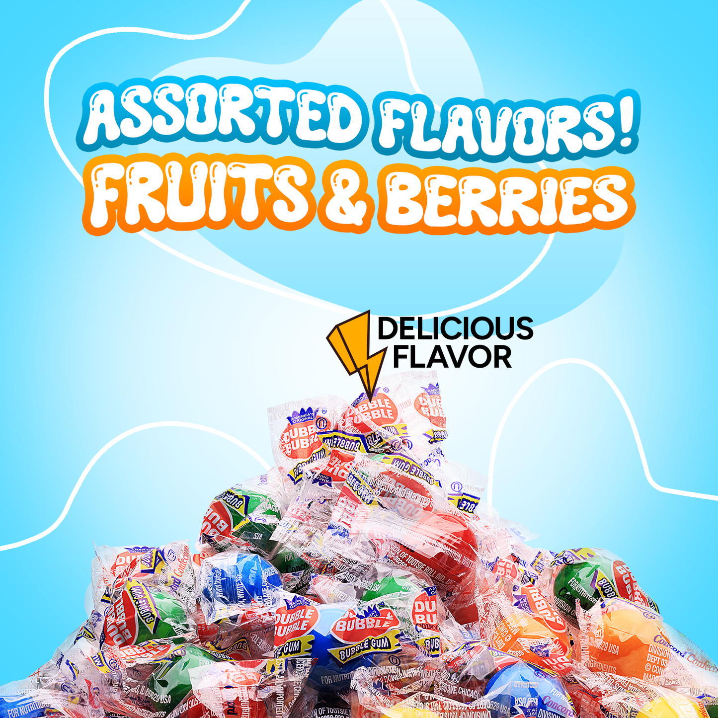 25 Pcs of Individually Wrapped Gumballs in Jar - Assorted Fruit and Berries Flavors