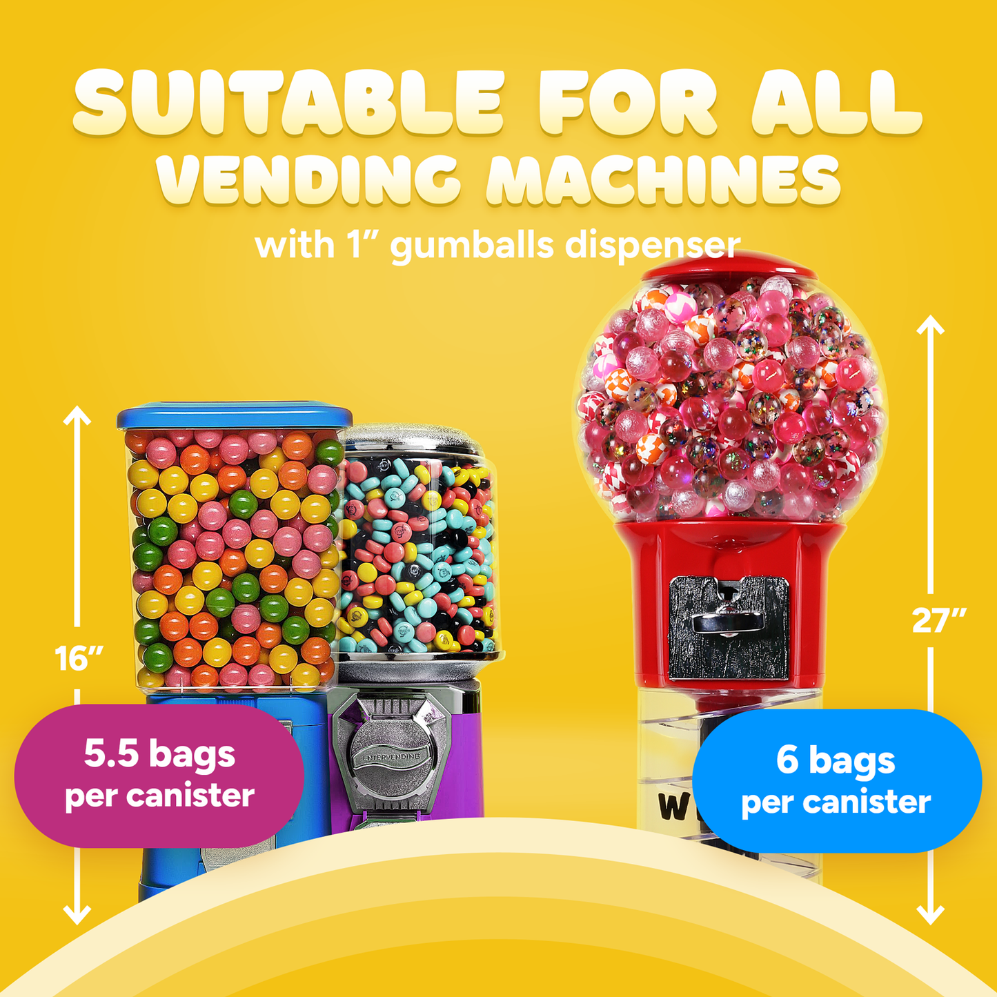 Gumballs for Gumball Machine - 1" Inch Strawberry-Banana Flavored Bubble Gum - 1.7 LB Bag