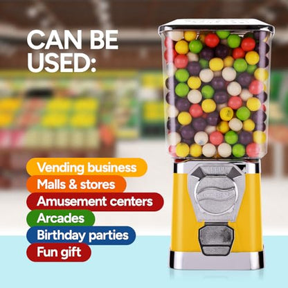 Gumball Machine - Bouncy Balls Vending Machine - Toys Vending Machine - Capsule Vending Machine - Yellow Body Square Bank - Without Stand (Yellow)