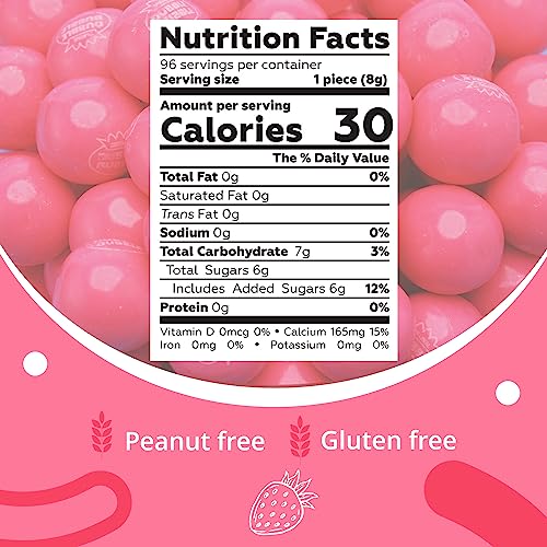 Gumballs in Jar - 1 Inch Large Gumballs - Pink Lemonade Flavored Bubble Gum Pink Gumballs - Kids Gum - Gumballs for Kids - 9 OZ