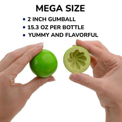 Giant Gumballs - 2" Inch Jumbo Bubble - 8 Pcs Mega Fruit in Jar