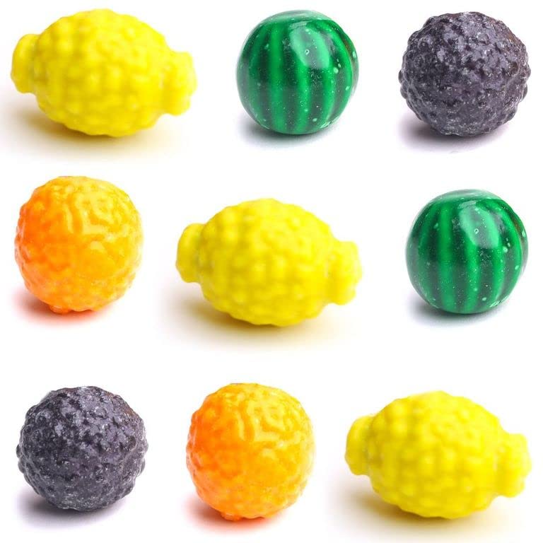 Fruit Shaped Chewing Bubble Gum - Watermelon, Lemon, Orange, and Raspberry Flavors - 1.75LB