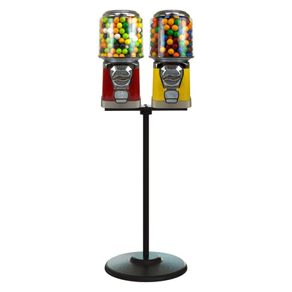 2 Vending Machines with Stand & Connecting Board Bundle - Bubble Gum Vending Machine and Black Metal Stand Bundle - Coin Gumball Machine - Red&Yellow