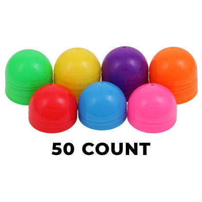 Empty Colored Round Capsules 1.26 inch 50 pcs Bulk Assorted Colors Capsule Plastic Containers Surprise for Kids Party Favor Prize