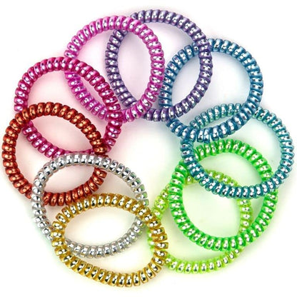 Coil Hair Ties - Stretchy Hair Ties - Cord Hair Bands - Telephone Cord Bracelet Pack - Coil Bracelets - Stretchy Wrist Bands - Plastic Bracelets Bulk