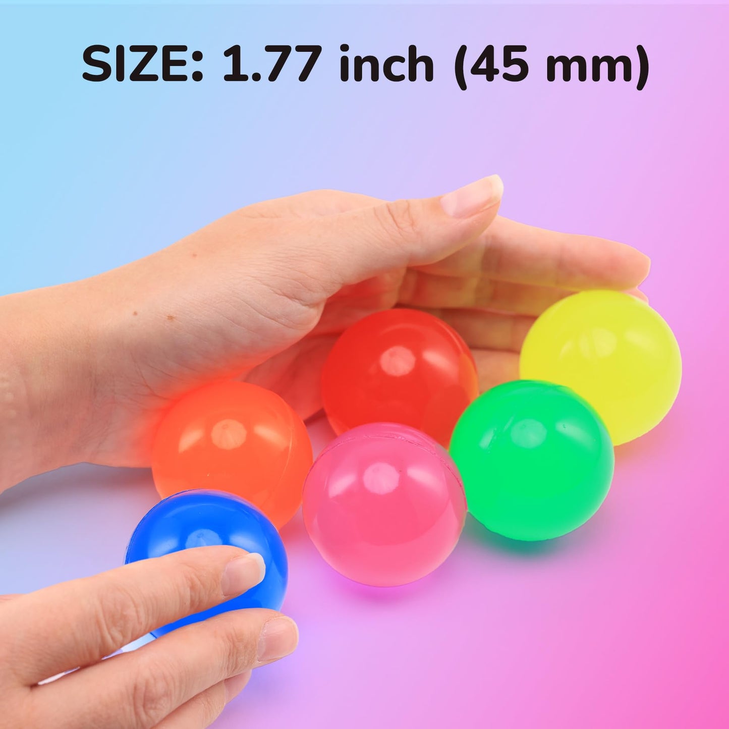 25 Pcs Glossy Solid Color Bounce Balls - 45 mm Large Bouncy Balls for Kids - Hi Bounce Balls - Party Favors Balls - Colorful Bouncing Balls