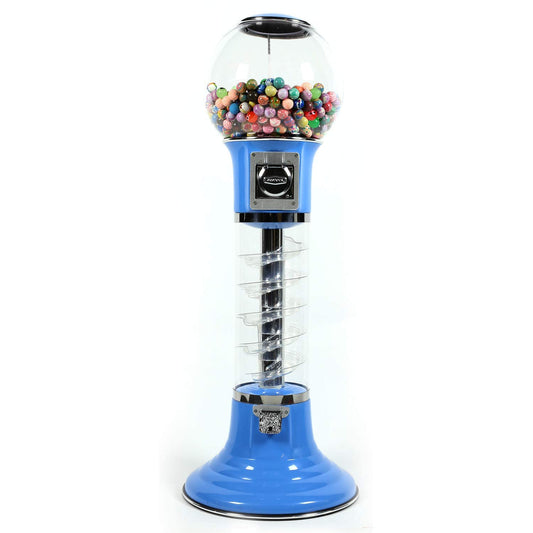 Gumball Machine 48" - Blue Vending Machine for $0.25 Coins - Wiz Kid Spiral Candy Machine with Dispenser for Gumballs Bubble Gum Bouncy Balls Capsules