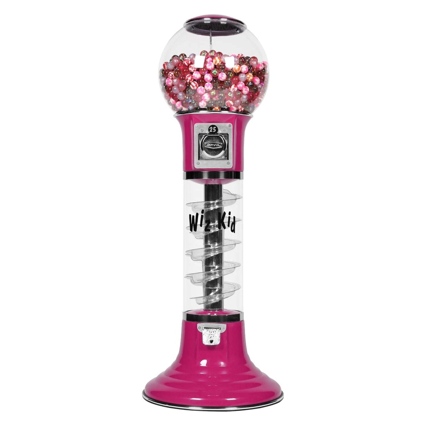 Gumball Machine Pink Height 48" Coin $0.25 Bubblegum Vending Machine - Spiral Gum Machine with Dispenser for Gumballs - Bouncy Balls - Toy Capsules