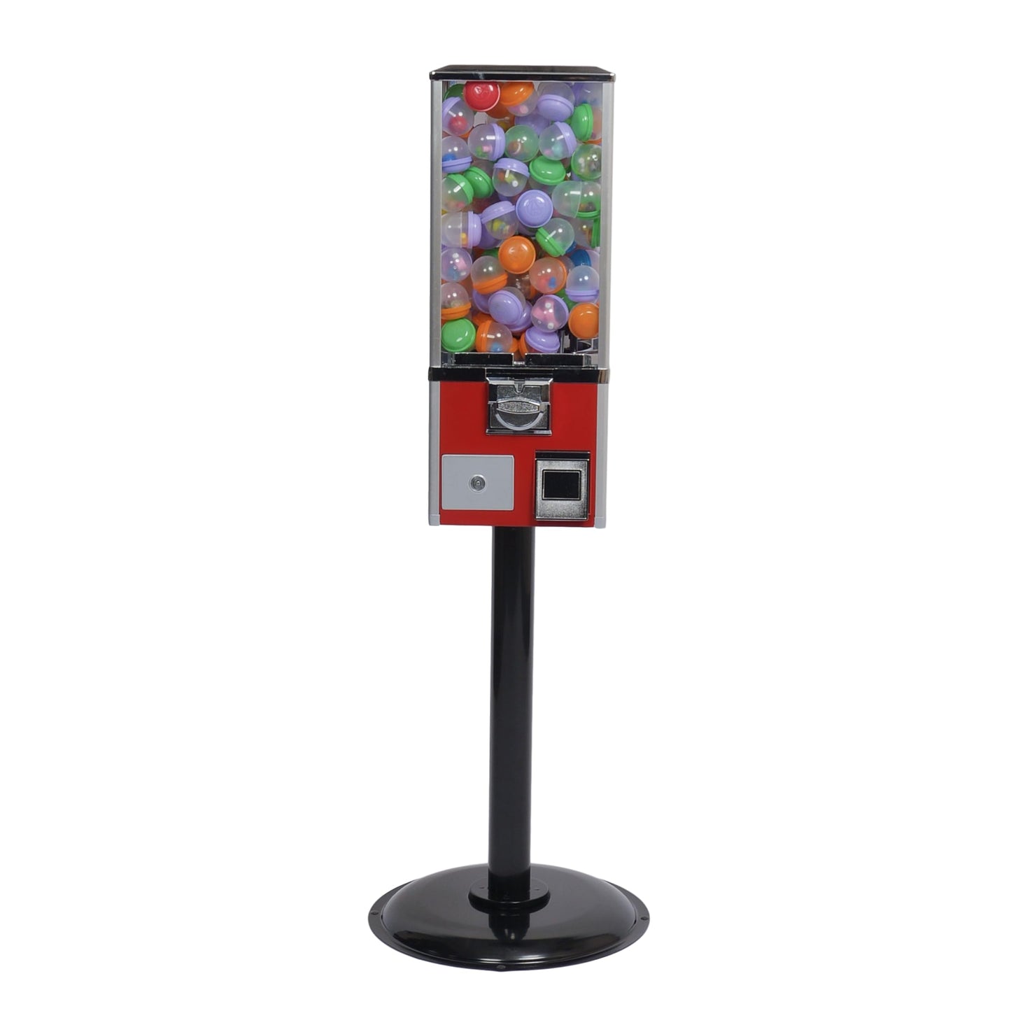 Vending Machine - Big Capsule Vending Machine with Stand - Prize Machine - Commercial Vending Machine for 2 Inch Round Capsules Gumballs Bouncy Balls - Red