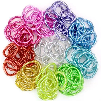 Coil Hair Ties - Stretchy Hair Ties - Cord Hair Bands - Telephone Cord Bracelet Pack - Coil Bracelets - Stretchy Wrist Bands - Plastic Bracelets Bulk