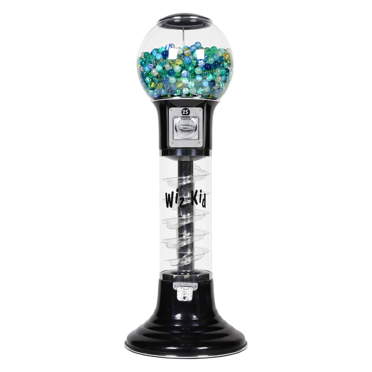 Gumball Machine Black Height 48" Coin $0.25 Bubblegum Vending Machine - Spiral Gum Machine with Dispenser for Gumballs - Bouncy Balls - Toy Capsules