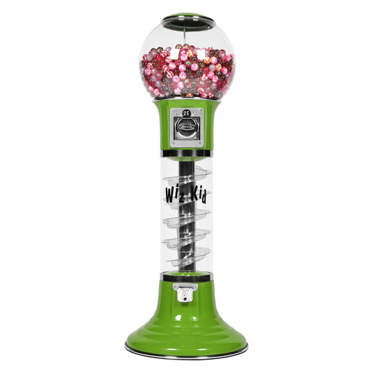 Gumball Machine Green Height 48" Coin $0.25 Bubblegum Vending Machine - Spiral Gum Machine with Dispenser for Gumballs - Bouncy Balls - Toy Capsules