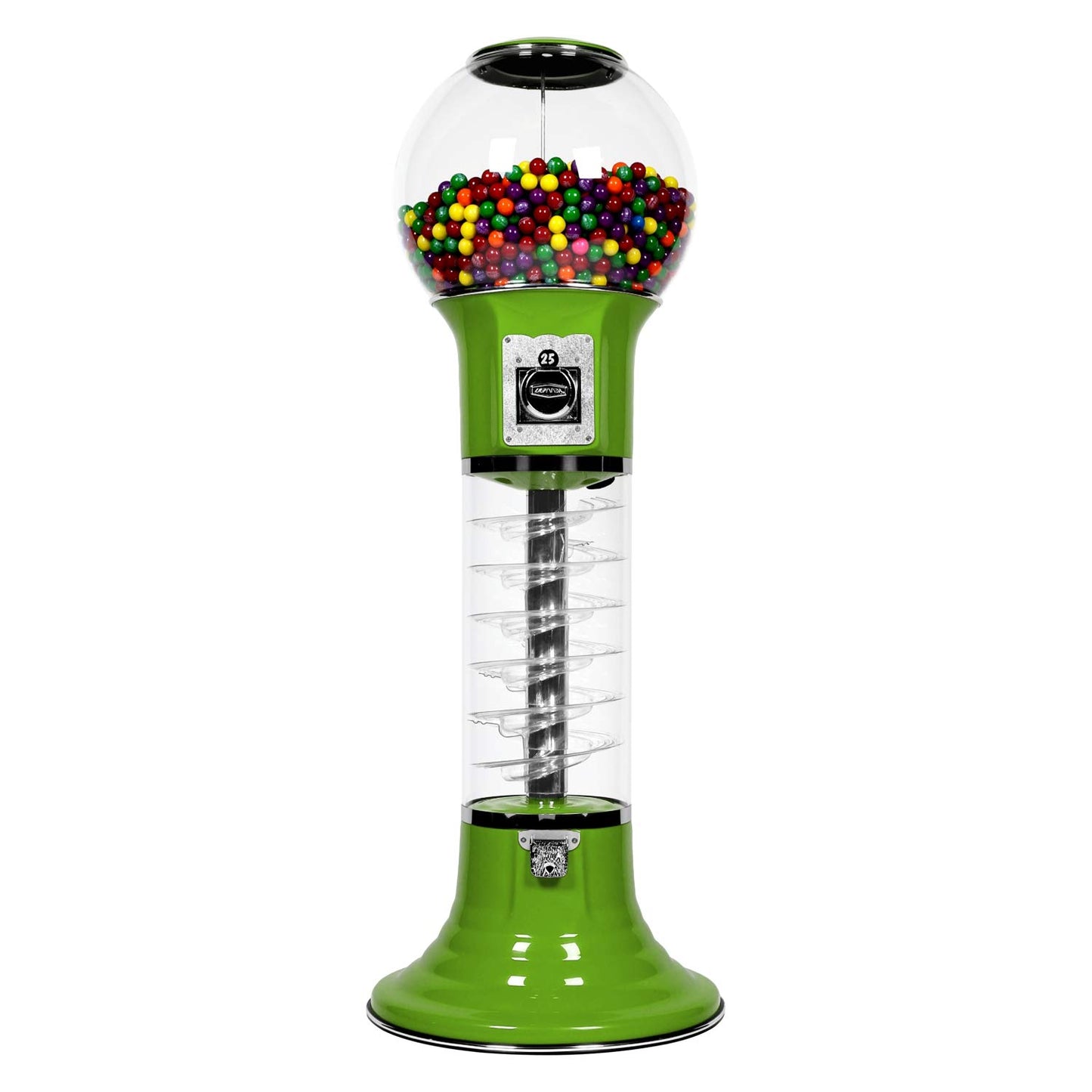 Spiral Gumball Machine 4'10" for $0.25. Great for 1” Gumballs, Bouncy Balls, Capsule Toys