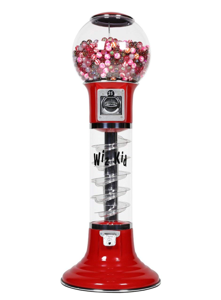 Reactive Vending Machine - 48" Large Spin and Drop Commercial Gumball Machine with Stand - Quarter Candy Machine, Red