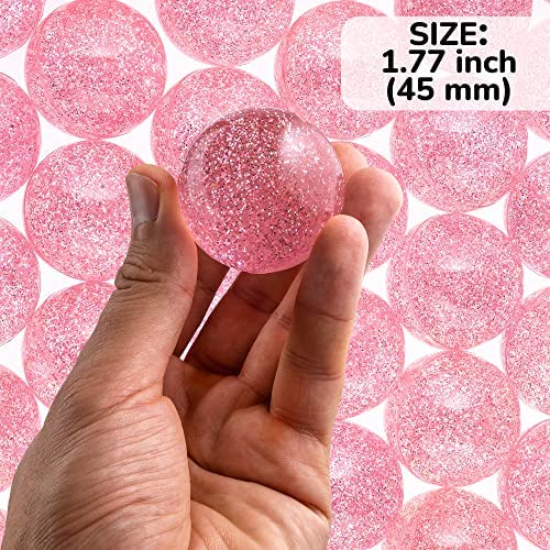 Bouncy Balls Bulk - Single Color Glitter Bounce Balls - Bundle of 4 packs (100pcs) Large Bouncy Ball 45mm  - Bouncing Balls Party Favors