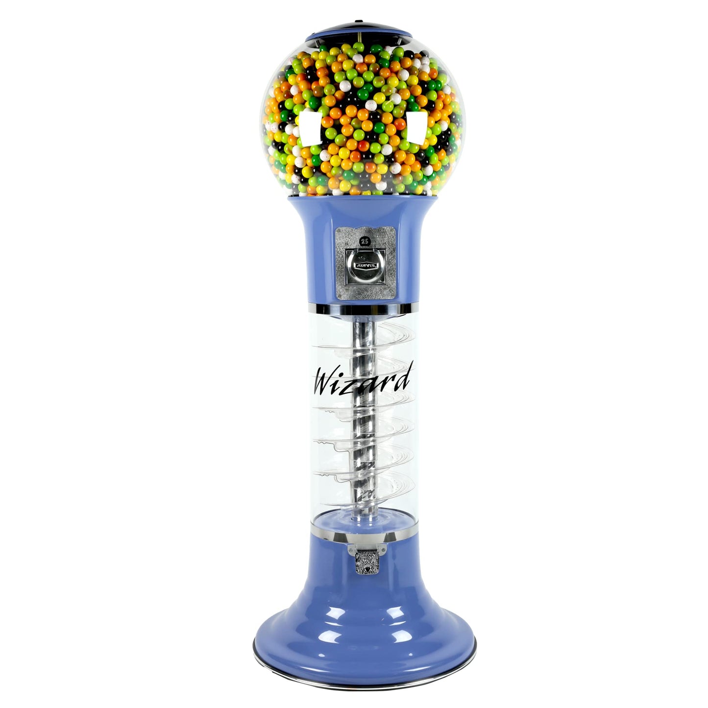 Spiral Gumball Machine 4'10" for $0.25. Great for 1” Gumballs, Bouncy Balls, Capsule Toys