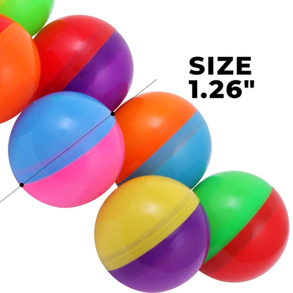 Empty Colored Round Capsules 1.26 inch 50 pcs Bulk Assorted Colors Capsule Plastic Containers Surprise for Kids Party Favor Prize