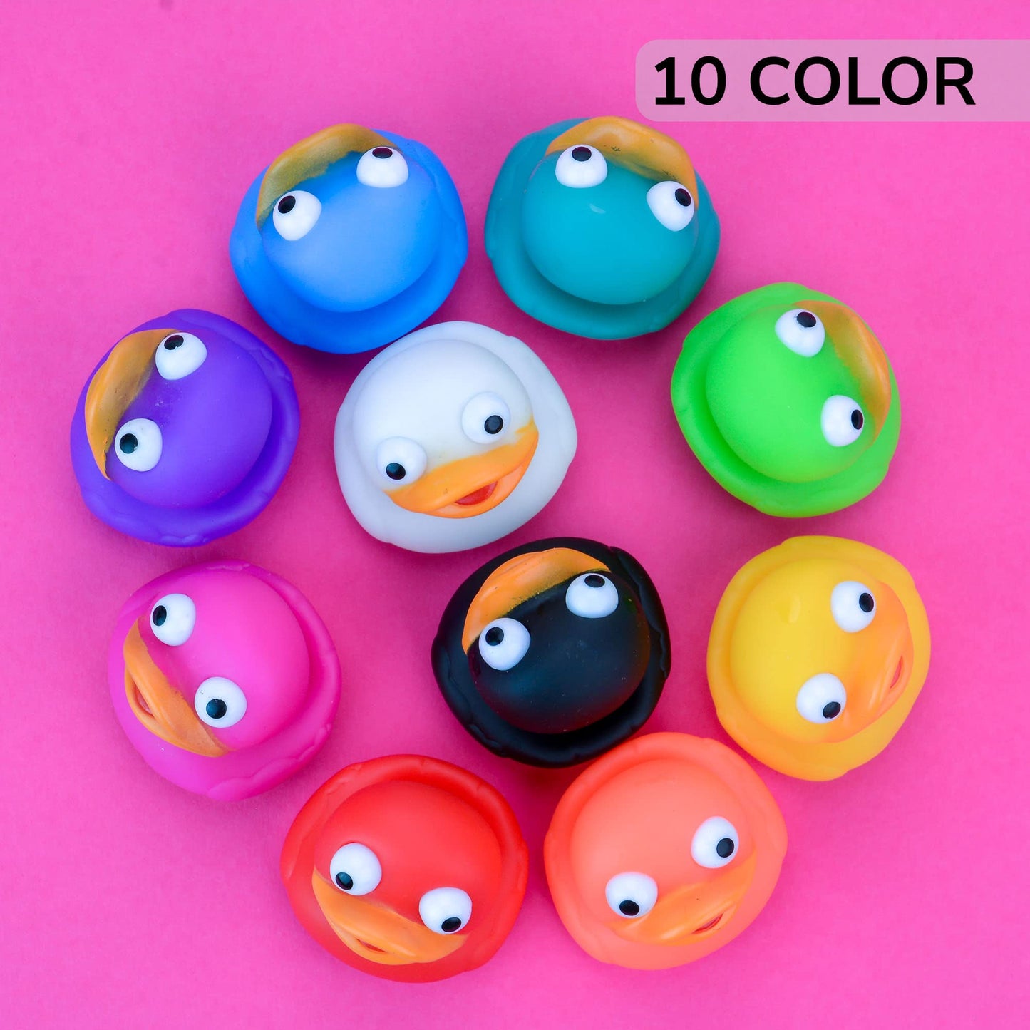 Ducky Eye Poppers 2 Inch - Easter Egg Fillers - Playset for Ducky Bath Toys 10 Pcs - Ducky City Rubber Duck - Baby Beach Pool - Bulk Gifts for Kids