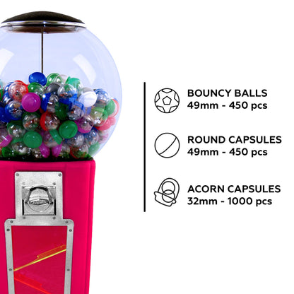 Vending Machine - Wizard Wonder Capsule Vending Machine - Prize Machine - Commercial Vending Machine for 2 Inch Round Capsules Gumballs Bouncy Balls - Crimson