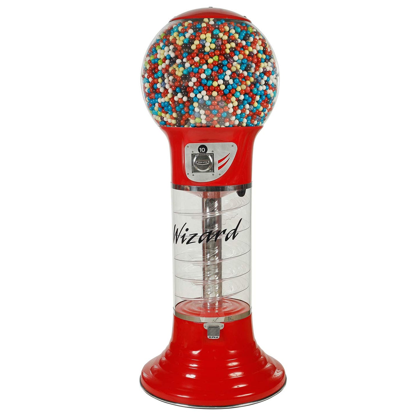 Gumball Machine RED Large Vending Machine 5?6" $0.25 Giant Spiral Gumball Machine with Dispenser for Gumballs Bubble Gums Bouncy Balls Toy Capsules