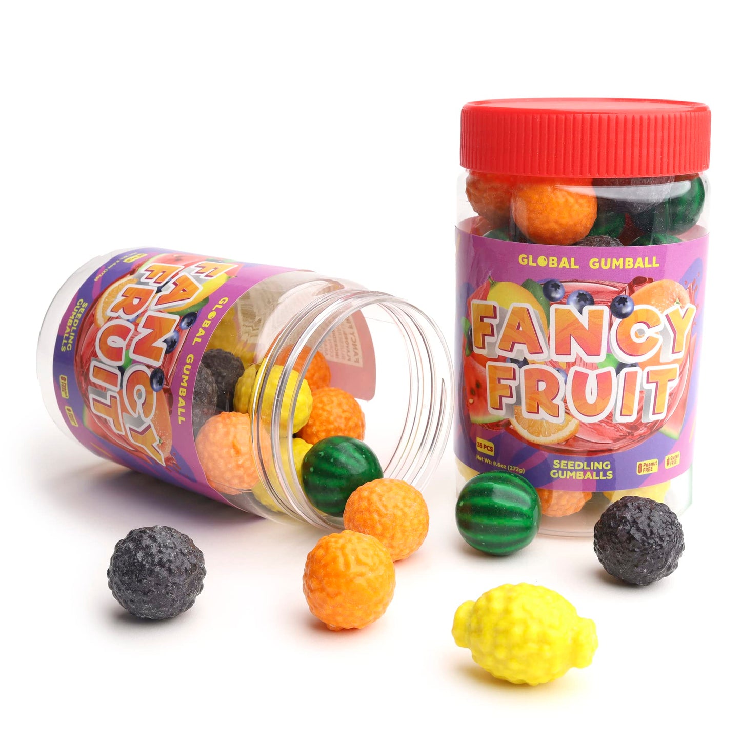 Gumballs for Kids - Fruit Shaped Gumballs - Chewing Bubble Gum - Bubble Gum for Kids - Colored Gum Balls - Fruity Gumballs in Jar