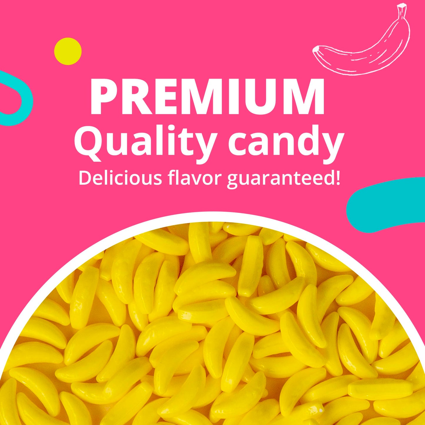 Bulk Candy - Hard Candy for Kids - 1.7 Lb Yellow Banana Candy - Candy for Candy Machine - Yellow Candy Bulk Banana Heads - Banana Flavored Runts Candy