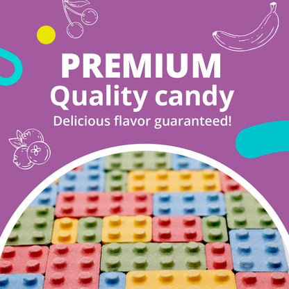 Candy Blocks 100% Edible, Assorted Flavors - Fun Brick-Shaped Hard Candies for Kids - Perfect Party Treats & Decorations - 1.7lb Bulk Pack