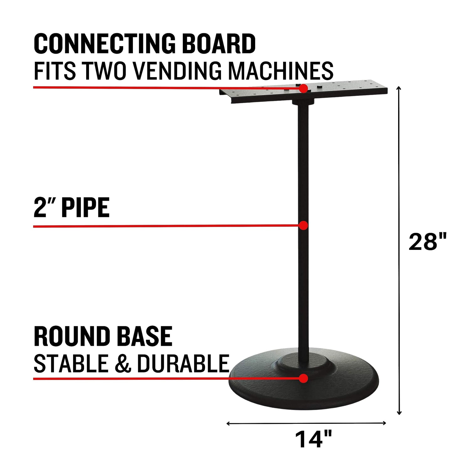 2 Vending Machines with Stand & Connecting Board Bundle - Bubble Gum Red Vending Machine and Black Metal Stand Bundle - Coin Gumball Machine