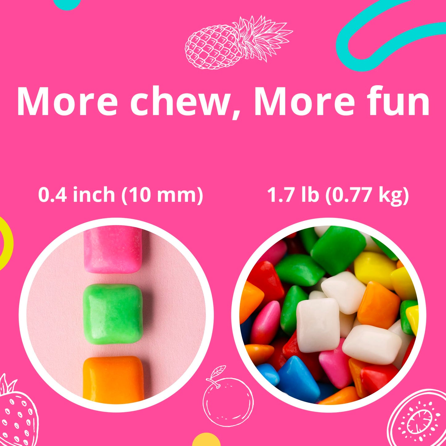 Mini Chiclets Gum - Chicklets Assorted Flavor Gum - Vending Machine Refill - Chiclet Gum Bulk - 1.7 LB - Chewing Bubble Gum - Tiny Chicklets