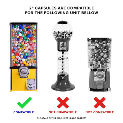 Vending Machine Capsules 500pcs - Empty Semi Colored Round Capsules Big Size 2 inch 50 mm - Gumball Machine Capsule 7 Colors Bulk (500 pcs)