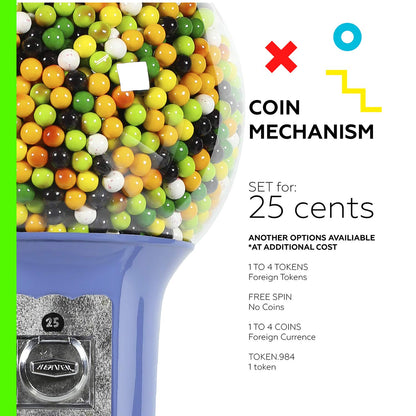 Reactive Vending Machine - 48" Large Spin and Drop Commercial Gumball Machine with Stand - Quarter Candy Machine, Red