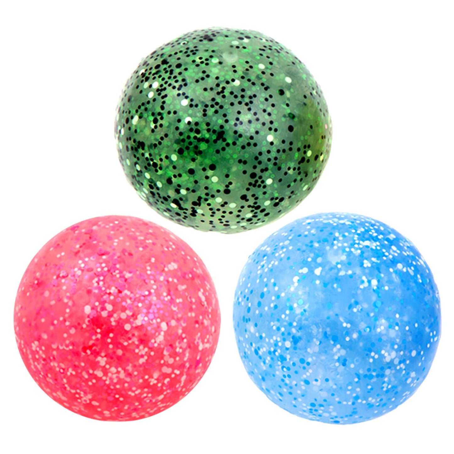 Squishy Ball Set of 3 - Random Colors Confetti Squeeze Balls - 2.75 Inch Gel Stress Balls for Kids - Stress Relief Toys - Anti Stress Ball Pack